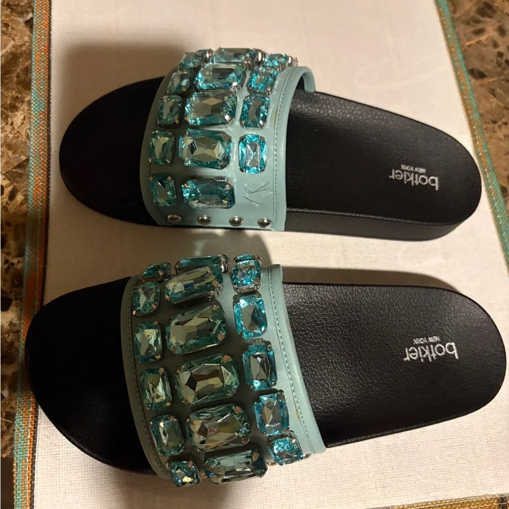 Botkier Aqua Jeweled Slide Sandals - Women's size 8 - Picture 12 of 12